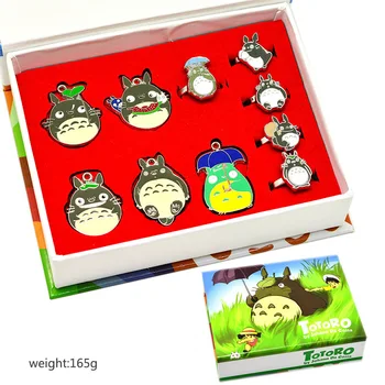 10pcs/set Anime Môj Sused Totoro Kovový Krúžok Náhrdelník Prívesok Keychain pre Ženy, Dievča Deti Darček Šperky Obrázok Cosplay