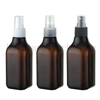 200 ml Prázdne Plastové Sprej Čierny Štvorec Fľaša PET Cestovná Fľaša S Hmlou Postrekovač Ľahko Stlačte Kozmetické Kontajnerov Pakaging