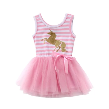 2018 Bežné Kid Princess Baby Girl Dress Luk Ružová Tylu Šaty Svadobné Party Tutu Veľkosť 0-5T