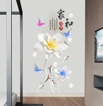 2019 Nový Čínsky Štýl, Kvet Domáce Dekorácie na Stenu-Nálepky 3D Tapeta, Obývacia Izba, Kúpeľňa Stenu Umenie Vintage Poster