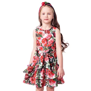 2020 Kvety Girl Princezná Šaty Enfants Vetements Fille Boutique Vestidos Infantil Lete Dievčatá Party Šaty Vestido Menina