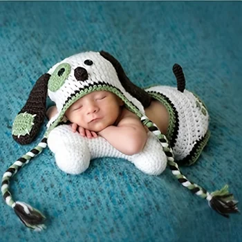 2ks/Set Novorodenca Fotografie Rekvizity Dieťa Háčkovanie Zrastov Kostým Zvierat Oblečenie A Dojčenská Zvierat Hat