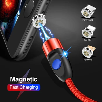 360 Stupeň Roating Magnetické Kábel Micro USB, Typ C Telefónny Kábel Pre iPhone11 Pro XS Max Samsung Xiao Huawei USB Kábel Drôt, Kábel