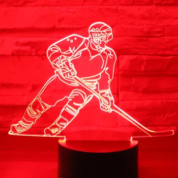 3D LED Nočné Svetlo Hrať Ľadový Hokej s 7 Farieb Svetla, pre Domáce Dekorácie, Lampy Úžasné Vizualizácie Optické Ilúzie Úžasné