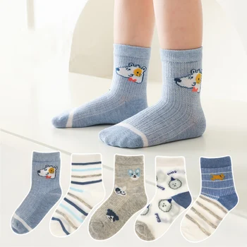 5 Párov/Veľa Jar Leto Oka Tenké Deti Ponožky Roztomilý Kreslený Prekladané Bavlna Deti, Dievčatá Ponožky Šport Voľný Čas Chlapčenské Ponožky
