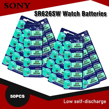 50Pcs Sony 377 Batérie AG4 LR626 377A sr626sw 1.55 V 626 Tlačidlo okrúhlu Batériu, Oxid Strieborný Sledovať Batérie pre Hodinky