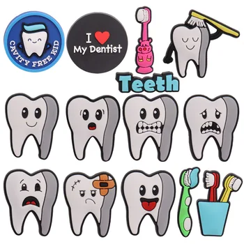 50Pcs Veľkoobchod Dentálne Zdravie Zubov Deti Croc Jibz Kúzlo Príslušenstvo Zubár Papuče Obuvi Fit Pracky Náramok