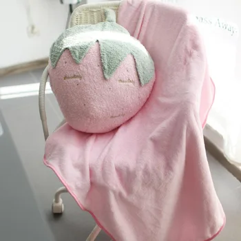 55 cm cartoon ružová jahoda tvarované načechraný obliečky na vankúš, deka plyšové ovocie hodiť vankúš s deka auto vankúš darček