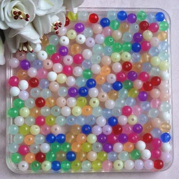 6 mm Zmiešané Jelly Farba Priamo Otvor Akryl Okrúhle Korálky Pre Šperky, Takže DIY Náramok, Náhrdelník Príslušenstvo