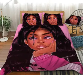 Africké Dievča Krásna 3D Vytlačené posteľná bielizeň Nastaviť Obliečky obliečky na Vankúše Cumlík posteľná bielizeň Nastaviť Obliečky Posteľná Bielizeň(NIE List)