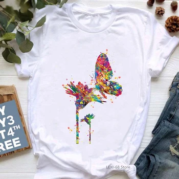 Akvarel-Motýľ, Láska Kvety Tlače Tričká dámske Oblečenie Vtipné Tričko Femme Harajuku Kawaii Tumblr Šaty, Topy