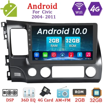 Andriod 10.0 autorádia Hlavy Jednotky Na Honda Civic 2006-2011 Auto Stereo S Bluetooth, Wifi Zrkadlo Prepojenie GPS Navigácia