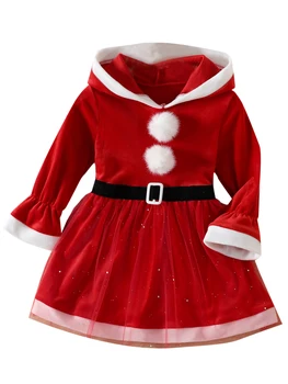 Batoľa Detský Dievčatá Oblečenie, Vianočné Šaty Santa Claus Červená Princezná Šaty S Dlhým Rukávom Tylu Šaty