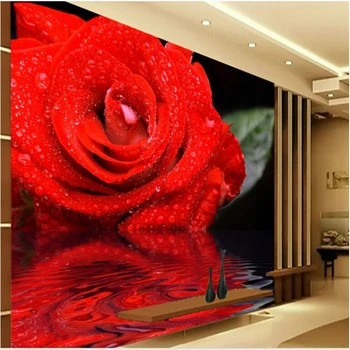 beibehang Veľké Vlastné Tapety HD 3D Rose Voda Obrátený Obývacej Izby, Spálne, Gauč, TV joj, Dekorácie na Stene