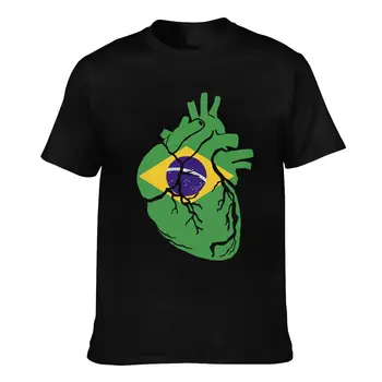 Brazília Anatomický Tvar Srdca Vlajkou Krajiny, Krátky Rukáv, 100% Bavlna tričká Muži Ženy Unisex Oblečenie T-Shirt Topy Tees