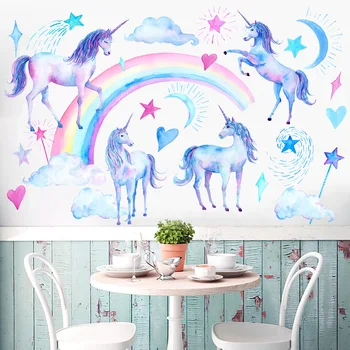 deti izba 3d dúha unicorn stenu, nálepky, domáce dekorácie cartoon kôň stenu kotúča, pre dieťa spálne