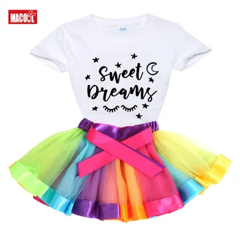 Dievča Oblečenie Nastaviť Rainbow, Šaty Tutu Šaty, Oblek Deti Oblečenie Letné Sukne Deti Oblečenie Svetlo Batoľa Narodeniny Oblečenie Strany
