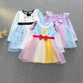 Disney Deti Šaty pre Dievčatá Sneh Biely Kostým Princezná Šaty Vianoce, Halloween detské Oblečenie Elegantný Dizajn Provy L891
