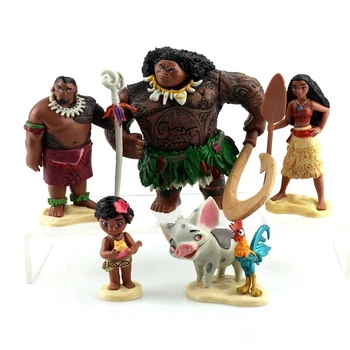 Disney Kresleného Filmu Hračky 5 ks/set Vaiana Moana Princezná Maui Vedúci Tui Tala Heihei Pua Akcie Obrázok Dekorácie, Hračky Pre Deti,