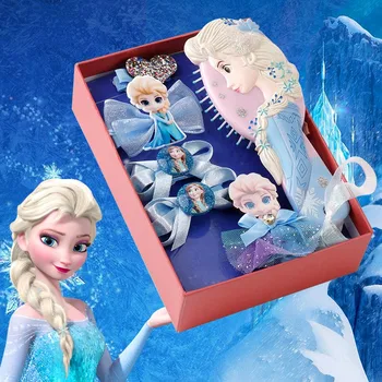 Disney znakov ľad sneh série Princezná Elsa originálny make-up, hračky špirála vlásenky gumička box Dievča Vianočný darček