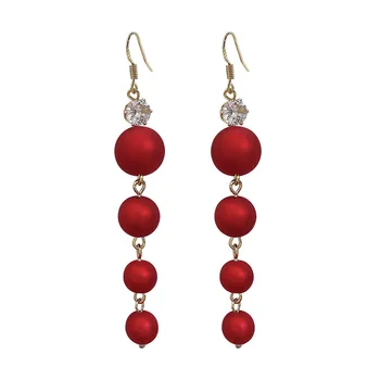 Dlho Red Pearl Náušnice Pre Ženy Trendy Earings Šperky Darček 2021 Nové Módne Hot Predaj Brincos Boucle D Oreille