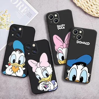 Donald Duck Pár Disney Telefón puzdro Pre Apple iPhone 11 12 13 14 Max Mini 5 6 7 8 S SE X XR XS Pro Plus Čierny Silikónový Kryt