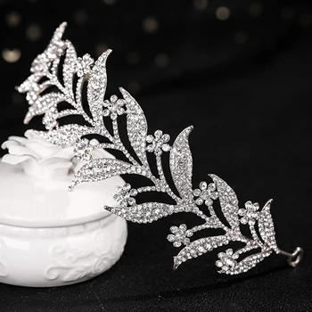 Drahokamu Čelenky Tiaras Svadobné Doplnky Do Vlasov Pre Ženy, Luxusné Leaf Tvarované Princezná Korún Hairbands Ples Svadobné Šperky