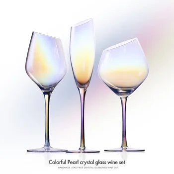 Elektrolytické pokovovanie farba bezolovnaté krištáľové sklo červené poháre na víno, šampanské, sklo, jedno-kus poháre na víno fire domáce červené víno sklo sada