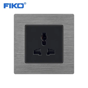 FIKO 13A 3 pin univerzálny UK napájacej zásuvky , Univerzálne zásuvky UK sieťovej napájacej zásuvky Gary Čierny Hliníkový panel 86*86mm