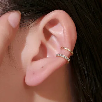 Jednoduché línie drahokamu ucho klip módne dvojité c ucho, kosti klip dvojvrstvové u-tvarované prepichnúť ucho klip