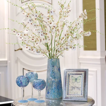 Keramické Nordic Dekoratívne Vázy Moderný Dizajn Blue Luxusný Vysoká Rastlina Váza pre Sušené Kvety Vasos Para Plantas Výzdoba Domov