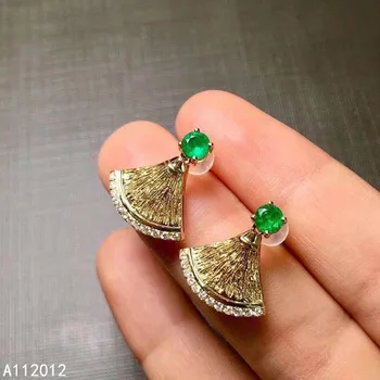 KJJEAXCMY jemné šperky 925 silver prírodné Emerald nové dievča módne náušnice hot predaj ucho stud podporu test Čínsky štýl
