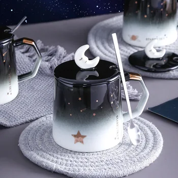 Kvalitné Keramické Black Moon Kávy Kreatívne Šálky Svetlo Luxusné Maľované Zlata Podnikania, Office Pohár Drinkware Dodávky Príslušenstvo