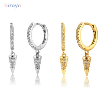 LOZOYA 925 Sterling Silver Gold Módne Šperky, Zirkón Spike Drop Náušnice 2021 Crystal Luxusné Ženy Piercing Ohrringe Peniente