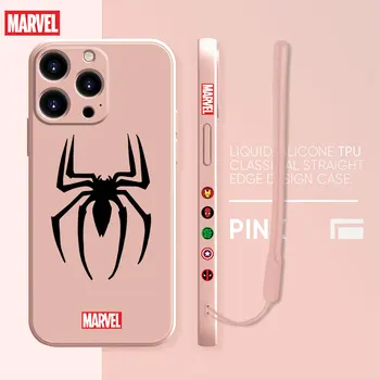 Luxusné Námestie Kvapaliny Telefón puzdro Pre iPhone 13 12 11 Pro Max Mini X XR XS Max 7 8 6s Plus Candy Farby Marvel Spiderman VERZUS Jed
