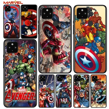 Marvel Avengers Shockproof Kryt pre Google Pixel 4 4A 5 5A XL 5G Black Telefón Prípade Soft Shell Fundas Coque Capa