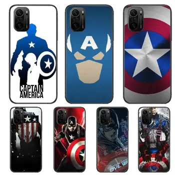Marvel Kapitán Amerika Telefón puzdro Pre xiao redmi POCO F1 F2 F3 X3 Pro M3 9C 10 TON Lite NFC Čierny Silikónový Kryt Späť Prett mi 10