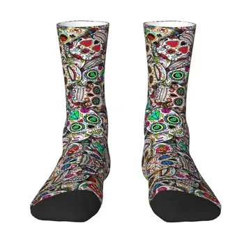 Mexické Cukru Lebky Posádky Ponožky Pánske Unisex Kawaii Deň Mŕtvych Umenie Jar Leto Jeseň Zima Šaty Ponožky