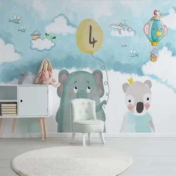 Milofi vlastné 3D tapeta nástenná maľba ručne maľované cartoon malého medveďa lietadlo, balón, obývacia izba, spálňa pozadí steny decoratio