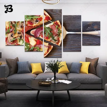 Moderné Plátno na Maľovanie 5 Ks Pizza, Chutné Jedlo, Plátno Plagáty a Vytlačí Dekoratívne Nástenné Art Obrazy na Steny Domov Dekor