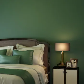 Moderný Jednoduchý Non-Tkané Obyčajný Kancelársky Tapety Spálne, Obývacia Izba Hotel S Oblečením Pozadí Steny Tapety Tmavo Zelená