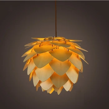 Moderný Prívesok Svetlá Pinecone Kuchynské Svietidlo pre Jedáleň Obývacia Izba Reštaurácia LED Loft Osvetlenie Vintage Dreva Lampa