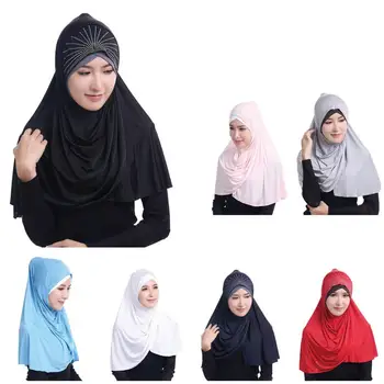 Moslimské Ženy Hidžáb Jeden Kus Amira Islamskej Šatky Hijabs Turban Drahokamu Šatku, Šál Hlavu Zábal Vytiahnuť Na Pripravené Na Nosenie