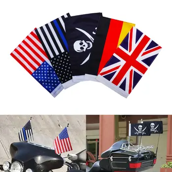 Motocykel Dvojité Bočné Vlajka Národ Pirát Spojené Kráľovstvo Amerike, Nemecku Príznak Č Pól Univerzálny Pre Honda, Yamaha Harley Suzuki