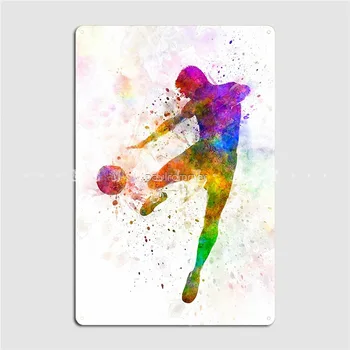Muž Futbal Futbalový Hráč Lietania Kope Kovové Prihlásiť Stene Krčmy Domov Vintage Poster Tin Prihlásiť Plagáty