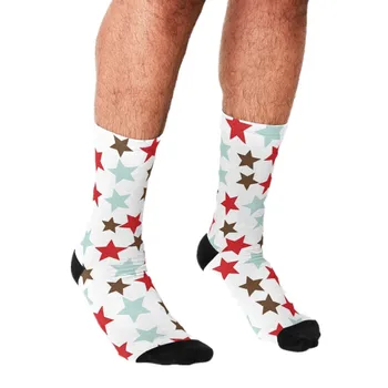 Muži to Sranda, ponožky Vianočné hviezdičky vzor Ponožky harajuku Muži Radi hip hop Novinka roztomilý chlapci Posádky Bežné Blázon Ponožky pre mužov