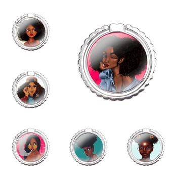 Módny Dizajn, Kreatívne Kreslený Mobilný Telefón Krúžok Držiak Na Prst Prsteň Stojan Stojan Kovové Uchytenie Držiaka Farebné Roztomilé Dievčatá Afro