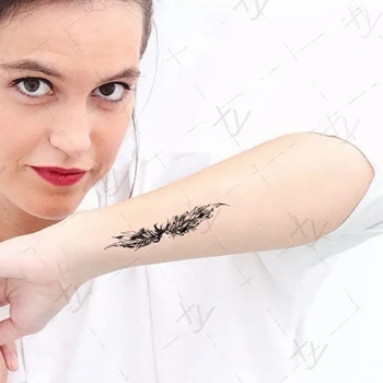 Nepremokavé Dočasné Tetovanie Nálepky Čierne Pierko Krídlo Tato Dieťa Zápästie, Členok Sexy Body Art Tatto Flash Falošné Tetovanie Ženy Muži