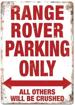 NNHG Tin Prihlásiť na opasok 8x12 cm Range Rover Parkovanie Biele Kovové Steny Prihlásiť