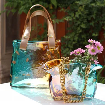 Nordic luxusné sklenené kabelka váza tvorivé nákupný košík váza, sušené kvety kvetinové aranžmán váza, domáce dekorácie, ozdoby